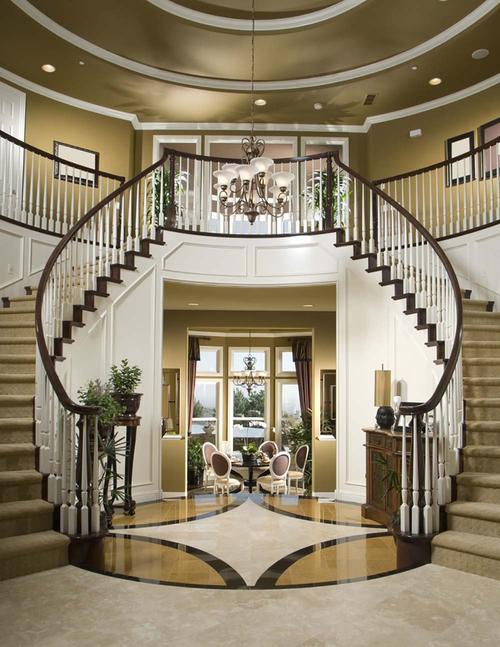 别墅房子室内白色楼梯设计装修图片